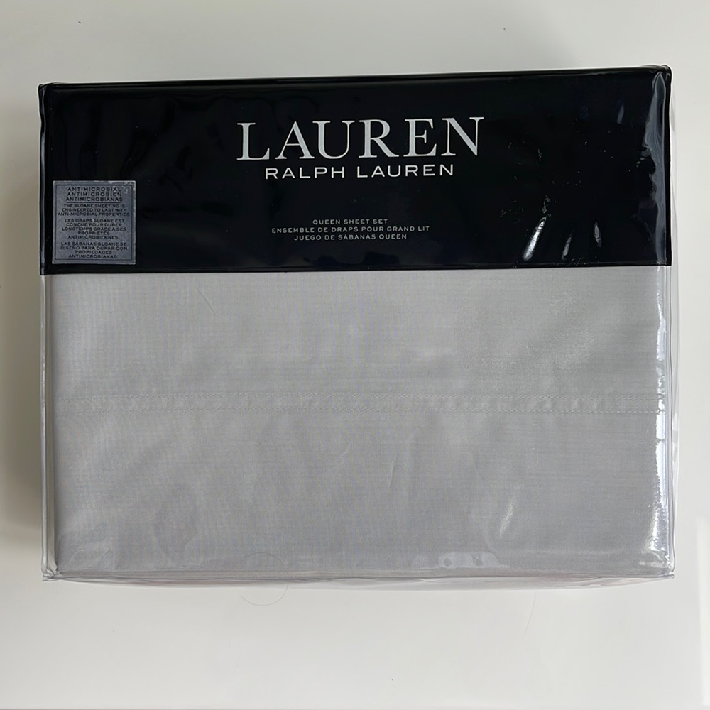 New Ralph Lauren Sloane Grey Gray Queen Sheet Set. $170.
